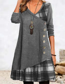 Dresses for Women European and American autumn and Winter Elegant Everyday Loose Party Dress Buttons Long Sleeve Dress - M & M Global