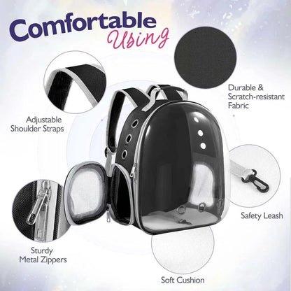 Backpack Carrier/ Bubble Carrying Bag for Small Medium Dogs Cats, Transparent Cat Space Capsule, Breathable Cat/ Dog Travel Bag - M & M Global