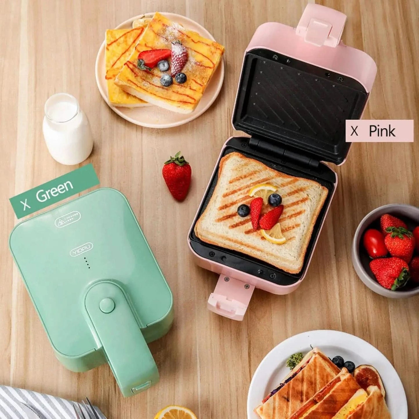 Small Sandwich Maker,220V Electric Sandwich Maker ，Waffle Maker Toaster Baking Multifunctional Breakfast Machine， Pancake Sandwi - M & M Global