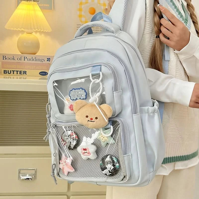 Japanese Style Kawaii Backpack Girls Transparent Ita Bag Women Large Capacity Backpack Fashion School Bag for College Student JK - M & M Global