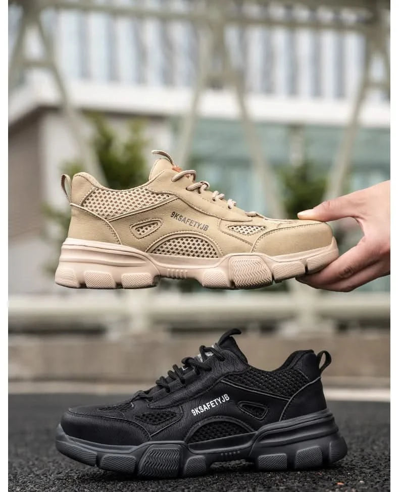 Men Work Sneakers Protective Shoes Safety Industrial Puncture-Proof Anti-smash Steel Toe Shoes Breathable Construction Work Shoe