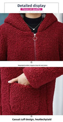 Thickened Hooded Cotton Jacket Women's Warmth Winter Coat Fleece Lined Mommy Style Outerwear Chinese Brand AE Stock