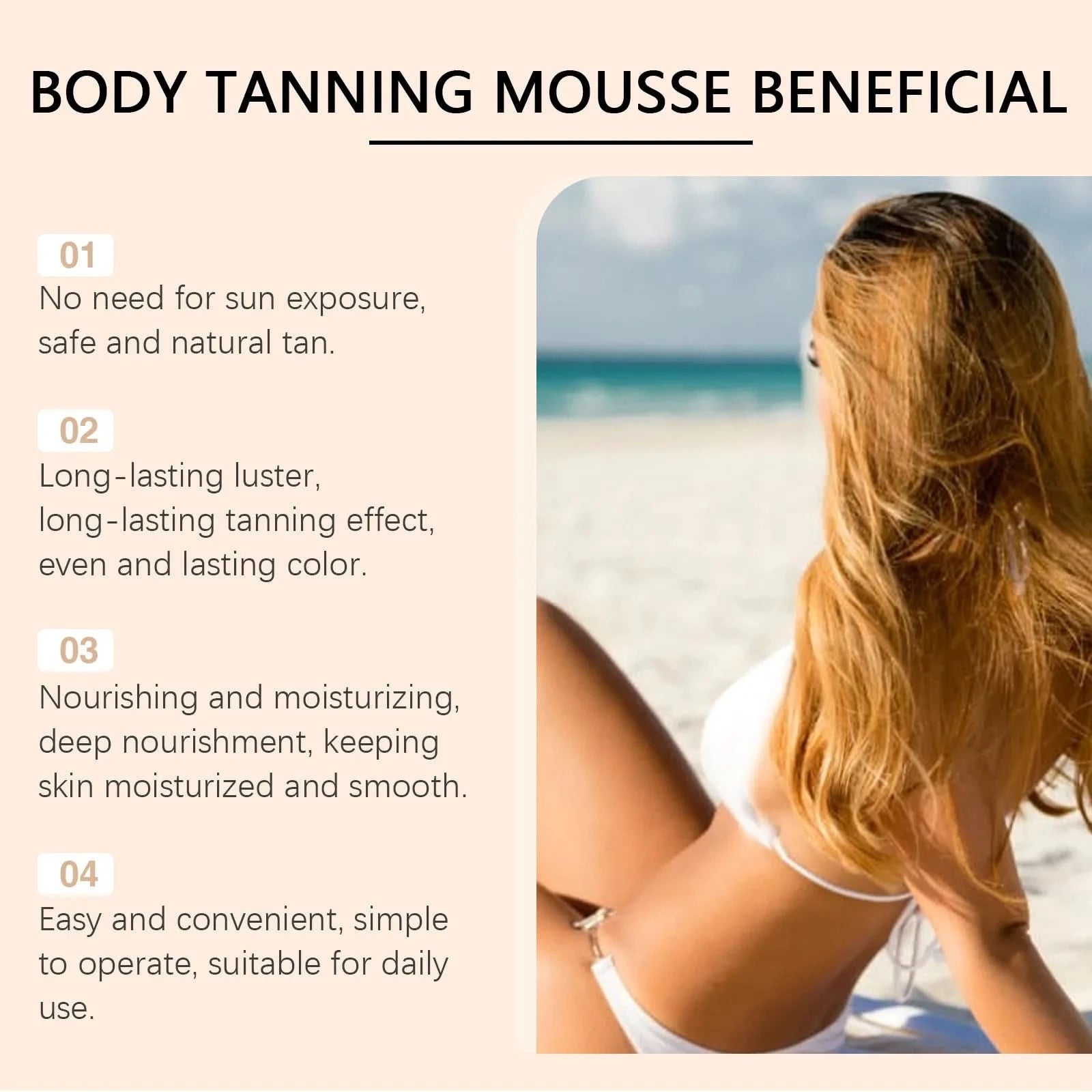 Summer Self-tanning Mousse Helps Natural Tan Wheat-colored Bronze Skin Dark Complexion Moisturize Sunless Self Tanner Face Body - M & M Global