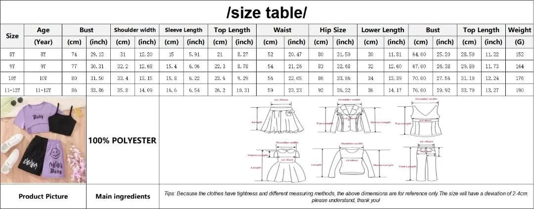 New Kids Girls Clothing Set Summer Short Sleeve Fashion Three Piece Girls Suit Color Block Children Outfits Girls Clothes 8-12Y - M & M Global
