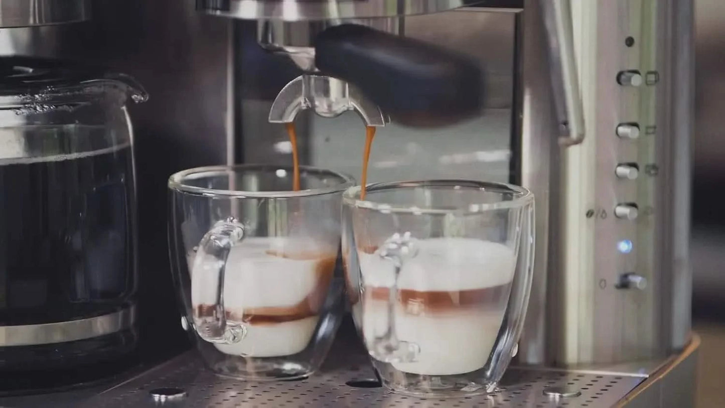 Combination Stainless Steel Espresso + Coffee Maker, 10 cups - M & M Global