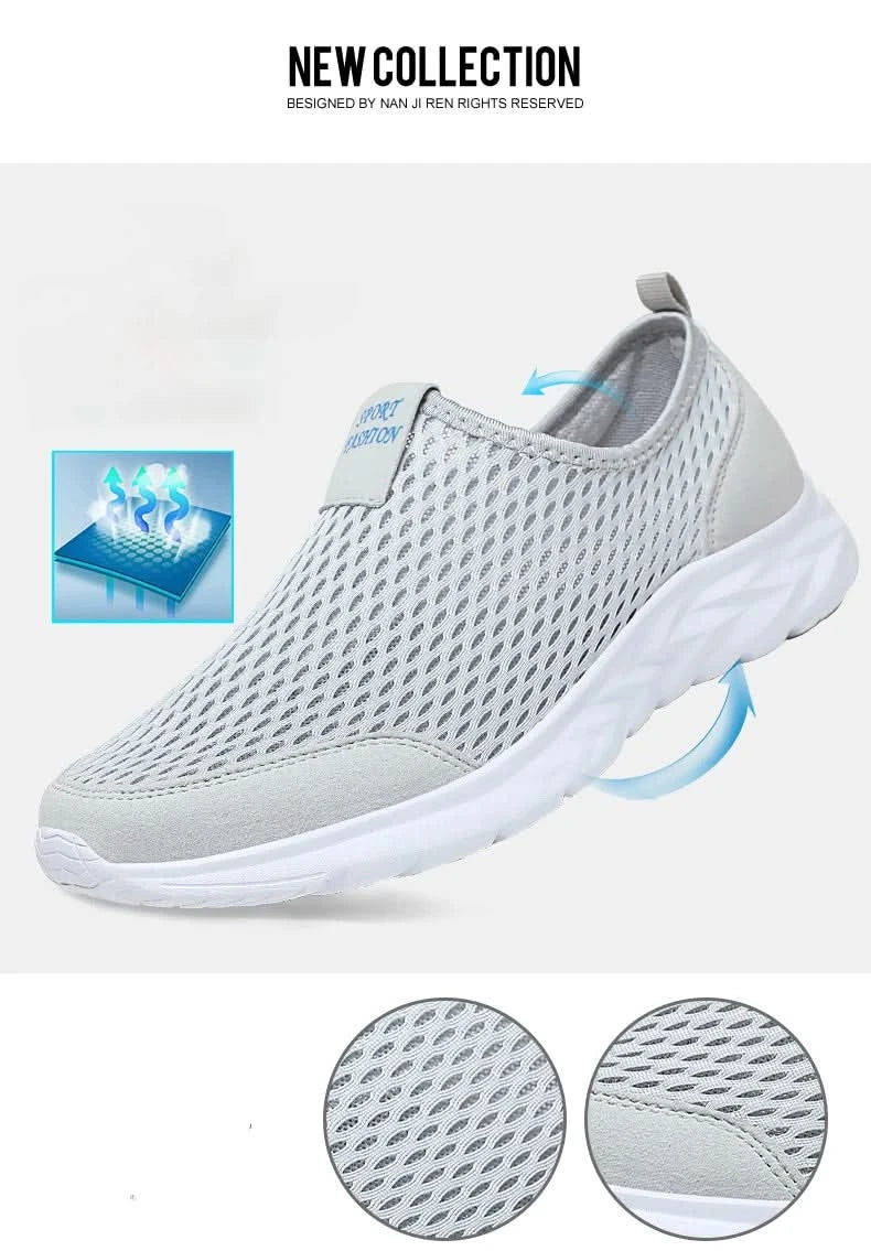 YRZL Men's Sneakers Breathable Mesh Men Casual Shoes Outdoor Non-Slip Big Size Loafers Walking Lightweight Male Tennis shoes - M & M Global