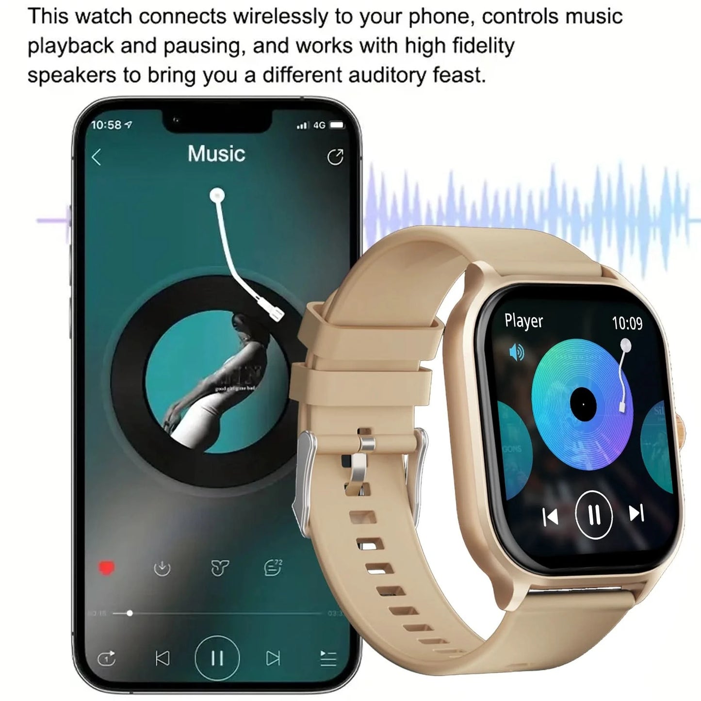 Smart watch with full touch screen, call, message reminder and other functions, compatible with iPhone/Android phones