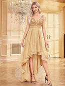 Elegant Women Sleeveless Sequins Floor Length Formal Evening Dresses Luxury V-neck Wedding Party Cocktail Gowns