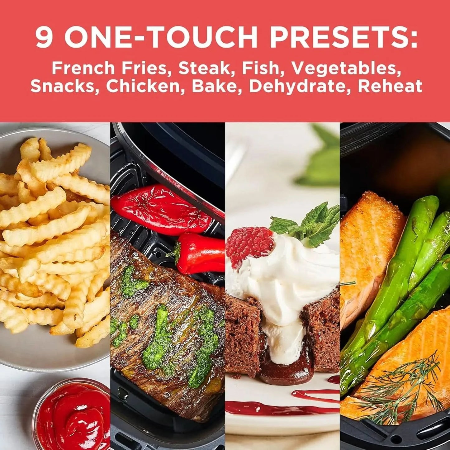 Purifry 4QT Air Fryer, Crispy Deep Fried Taste without the Fat, Plus Bake, Dehydrate, and Keep Food Warm, Digital Touchscreen an - M & M Global