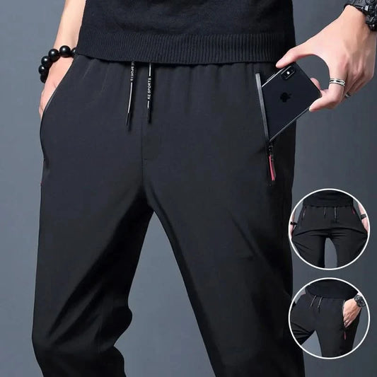 Men's Casual Pants Stretch Slim Fit Elastic Waist Jogger Korean Classic Blue Black Gray Male Brand Trousers Plus Size - M & M Global