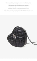 2024 Women's Heart-Shaped Herringbone Crossbody Bag with Eagle and Bird Head Shoulder Bag Chain Purse - M & M Global