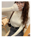 Chic Autumn Winter 2025 Pullovers Women Long Sleeve Casual Turtleneck Warm Basic Sweater Knit Jumpers Solid Color Slim Tops