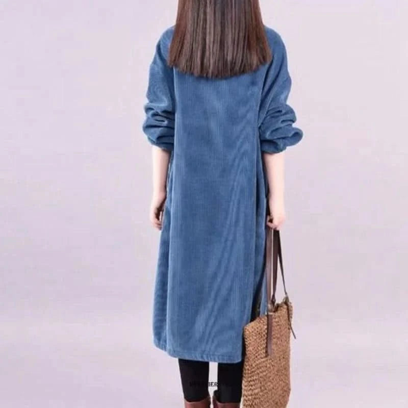 Large Size Women Dress Winter Dress Women Lady Vestidos Long Sleeve Warm Long Dress - M & M Global
