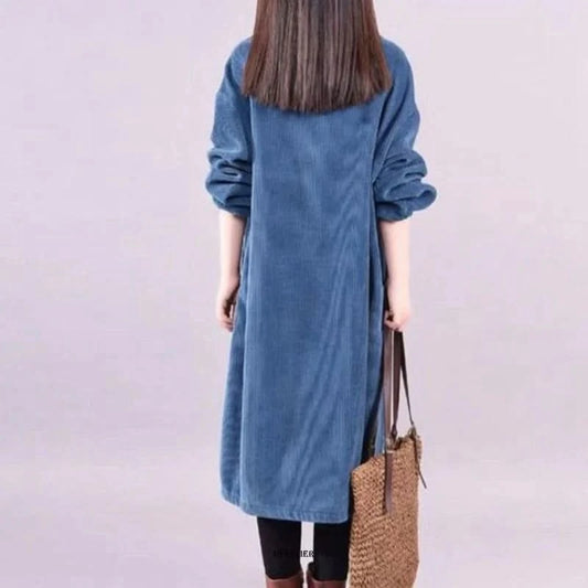 Large Size Women Dress Winter Dress Women Lady Vestidos Long Sleeve Warm Long Dress - M & M Global