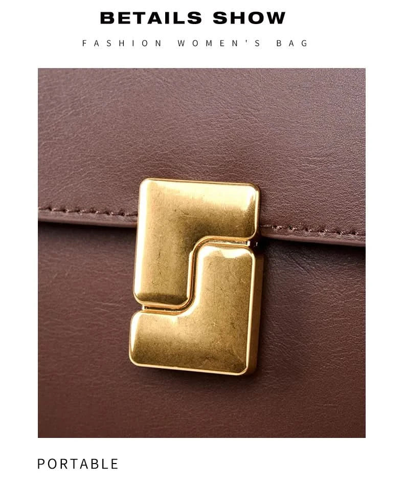 Genuine leather tofu bag large capacity high-end sense one-shoulder armpit commuting practical cowhide crossbody women's bag - M & M Global
