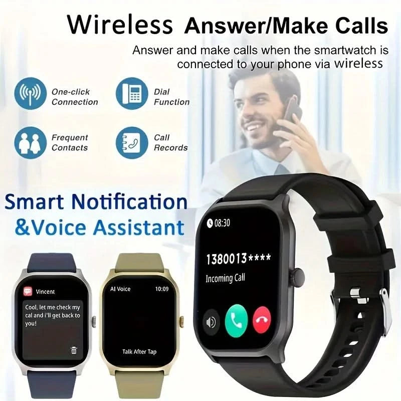 Smart watch, wireless calling /dial, multi -Sport mode,Suitable for men and women, Sleep Monitoring, for iPhone/Andriod
