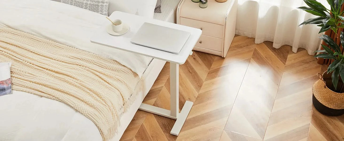 JHK Overbed Bedside Sofa Table with Hidden Wheels Adjustable Height Home Use Bed Table Laptop Mobile Standing Desk For Bedroom