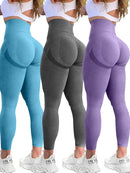 New Women Butt Lifting Yoga Leggings Elastic Workout High Waist Tummy Control Ruched Booty Pants Seamless Gym Compression Tights