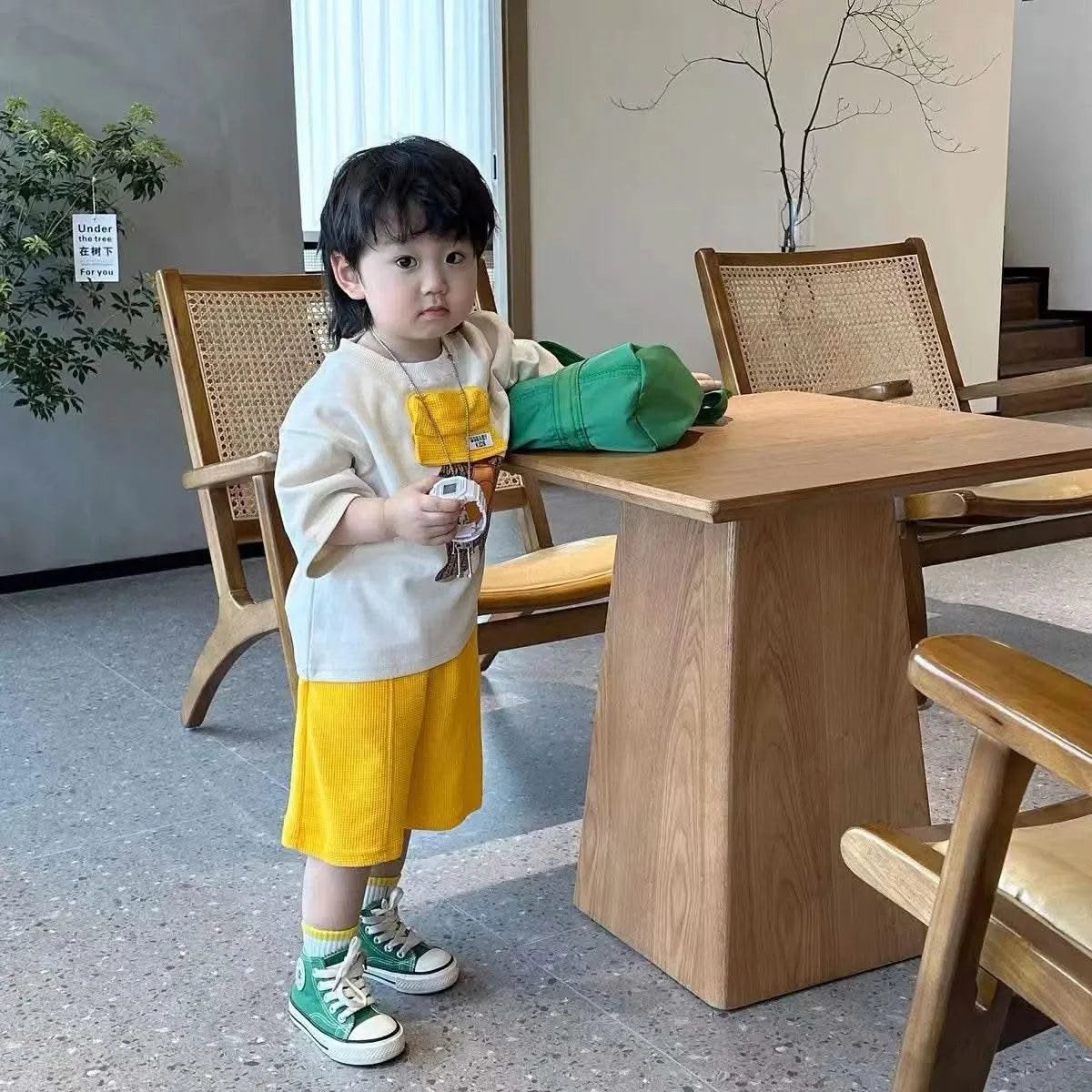 Boys and Girls Summer Set New Children's Cartoon Short Sleeve Cotton T-shirt Shorts 2-Piece Set for Boys' Loose Casual Set - M & M Global