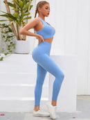 2 Pieces Women's Tracksuit Seamless Yoga Set Workout Sportswear Gym High Waist Leggings Fitness Sports Suits