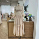 UCXQ Elegant Long Dress Fairy Style Stand Up Collar Lantern Sleeves Splicing Waist Fashion Dresses Women 2025 Spring Autumn 1351 - M & M Global