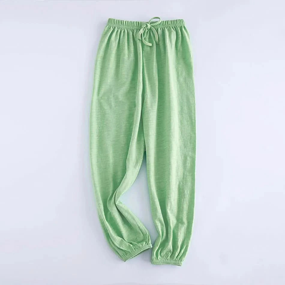 Boy Girl Breathable Bamboo-Cotton Long Pants for Children Unisex Style Elastic Waist Summer Sleepwear Kids Nightwear Trousers - M & M Global