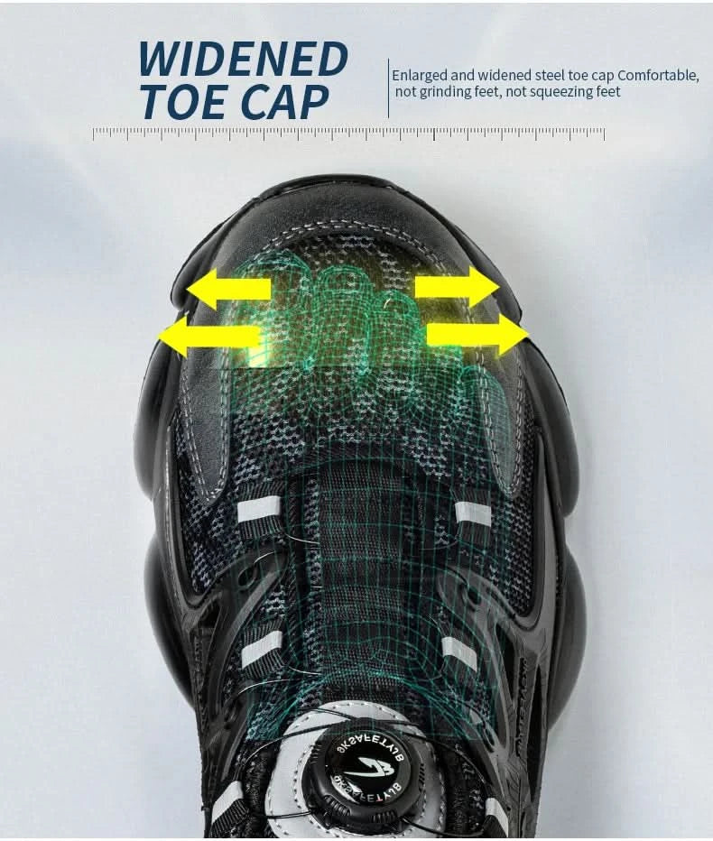 Steel Toe Shoes for Men Indestructible Work Boots Lightweight Safety Shoes Walking Anti-smash Anti-puncture Protective Sneakers