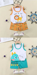 Children Sets Kids Vest Suit 2PCS Set Summer Cotton T-Shirt Girl Shorts Clothes Children Boys Girls Sleeveless Suit Wear Cloth - M & M Global