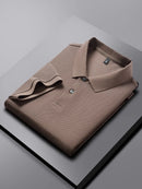 100% pure cotton boutique short sleeved high-end men's polo shirt summer high-quality solid color topsbusiness casual T-shirt