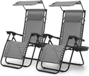 Zero Gravity Chair with Canopy Set of 2, Reclining Outdoor Patio Lounge Chair, Folding Anti Gravity Recliner