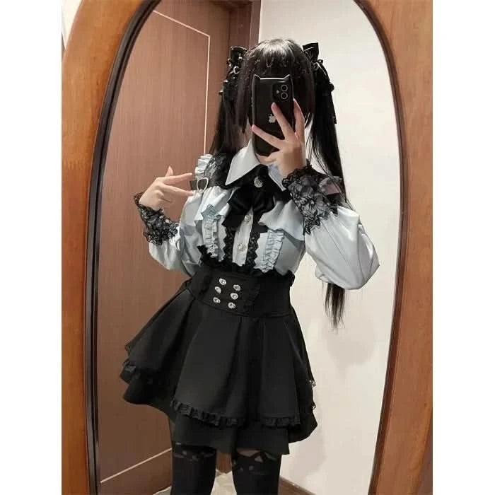 Sweet Heart Dull Black Women's 3-Piece Set Trendy Off-The-Shoulder High-Waisted Half Skirt 2-Piece Suit Fashionable - M & M Global