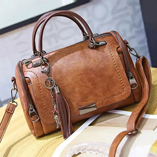 Yogodlns Tassel Decor Handbag, Women's Large Capacity Shoulder Bag, Fashion Zipper Crossbody Bag With Removable Strap - M & M Global