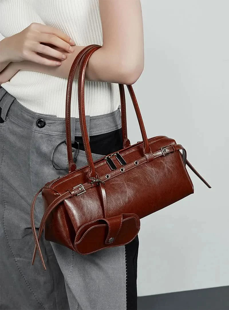 New Women's Rectangle Bag Luxury Designer Shoulder Bags High Quality Cowhide Handbags Fashion Women Baguette Bag 3086 - M & M Global