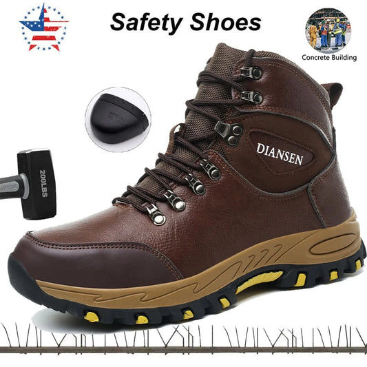 Rotating Button Indestructible Shoes Safety Boots Men Steel Toe work Boots Waterproof Non-slip Puncture-Proof Protective Shoes