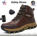 Rotating Button Indestructible Shoes Safety Boots Men Steel Toe work Boots Waterproof Non-slip Puncture-Proof Protective Shoes