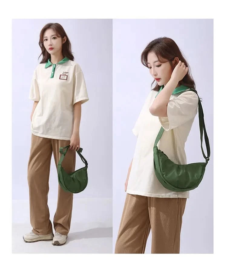 Simple Design Women's Messenger Bag Fashion Ladies Nylon Hobos Small Shoulder Bags Vintage Female Girls Purse Cloth Handbags - M & M Global