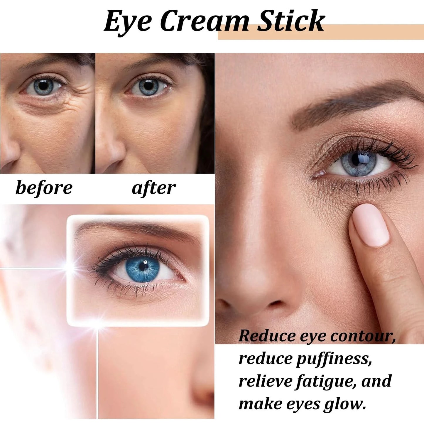 Snail Eye Cream Stick Collagen Fade Fine Lines Wrinkle Lightening Dark Circles Firming Eye Bags Puffiness Moisturizing Eye Cream - M & M Global
