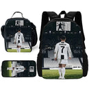 pcs set Football CR7 Star Child School Backpack with Lunch Bags Pencil Bags School Bags for R-Ronaldos Boys Girls Best Gift - M & M Global