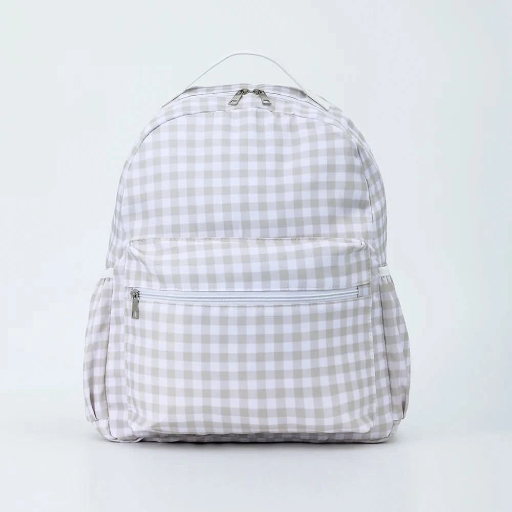 Ruffle Plaid Backpack Girl Pink/Blue Nylon For Women Outdoor Travel Weekend Book Schoolbags Back To School Gifts For Kids - M & M Global