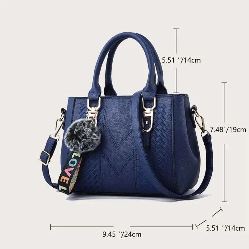 Embroidery Messenger Bags Women Leather Handbags Bags for Women Sac a Main Ladies hair ball Hand Bag - M & M Global