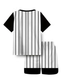 Summer 2025 new children's set for boys and girls, short sleeves and shorts, comfortable and breathable, 3d printed polyester fi - M & M Global