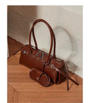 Genuine Leather Women's Baguette Bag Niche Retro Motorcycle Trend Cool belt Handbag New Luxury Design Shoulder Underarm Bag - M & M Global
