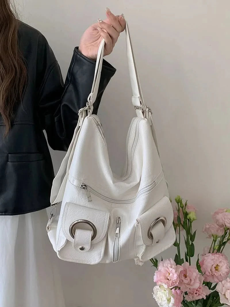 Vintage Women's Bag Leather Multifunctional Shoulder Bag Fashion Ladies Backpack Waterproof Wearable Square Backpacks - M & M Global