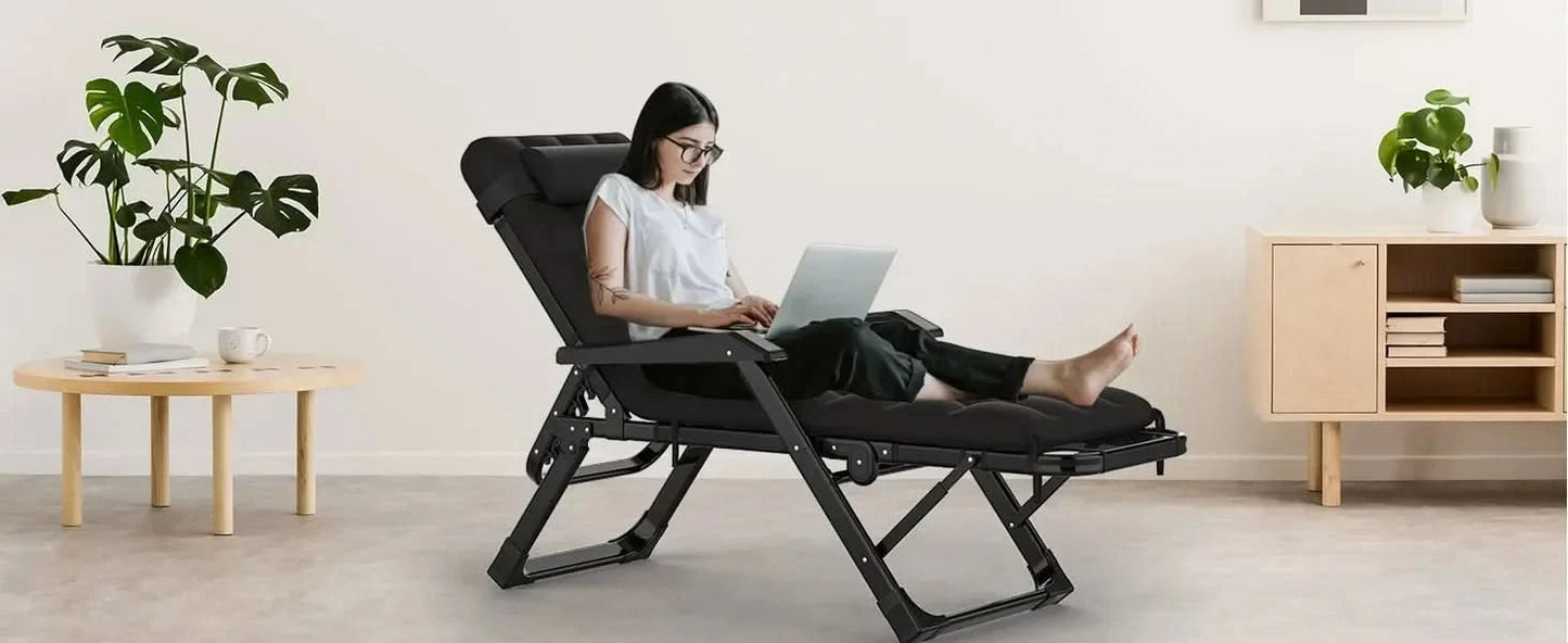 3 in 1 Oversized Folding Camping Cot 29in, 6+10 Positions Adjustable XL Patio Chaise Lounge Chair, Sleeping Cots for Adults