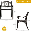 Outdoor Cast Aluminum Outdoor Chairs with Armrest, All-Weather Patio Dining Chair with Adjustable Feet for Balcony