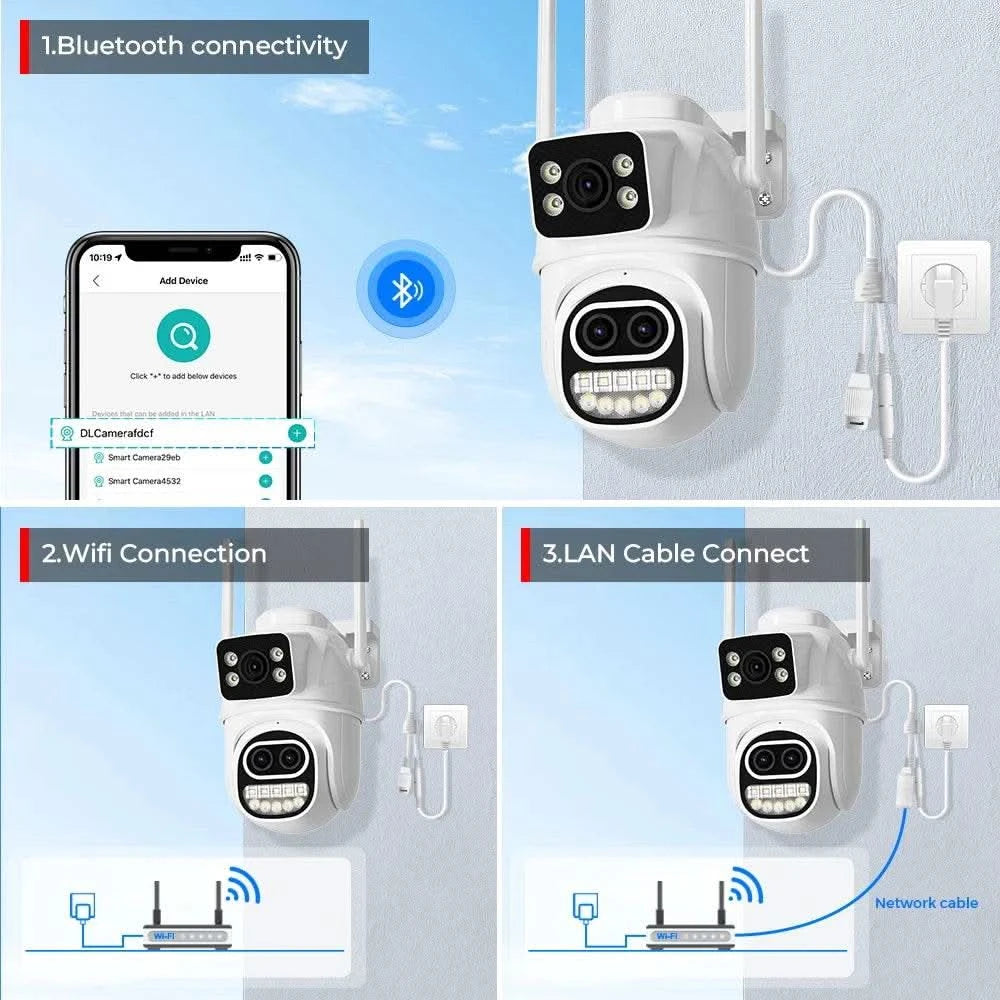 BESDER 6K 12MP Wifi Camera PTZ Dual Screen 8X Digital Zoom AI Auto Tracking Outdoor 8MP CCTV IP Camera Security Protection iCSee - M & M Global