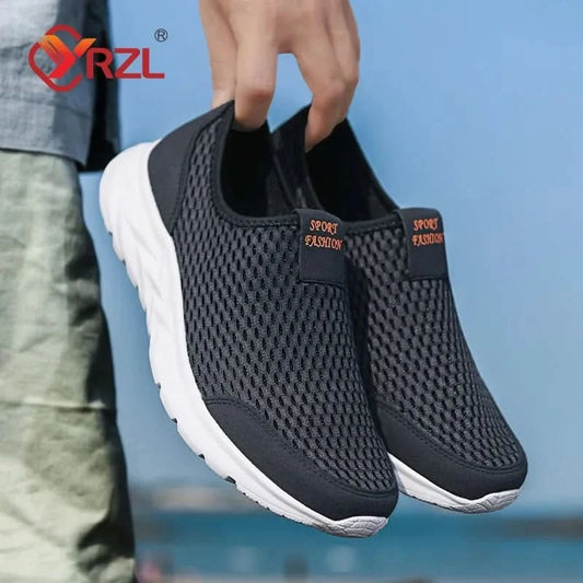 YRZL Men's Sneakers Breathable Mesh Men Casual Shoes Outdoor Non-Slip Big Size Loafers Walking Lightweight Male Tennis shoes - M & M Global