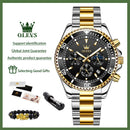 OLEVS 2870 Men's Watches Moon Phase Steel Calendar Chronograph Original Quartz Watch Big Rota Dial Luxury Sports Wristwatches