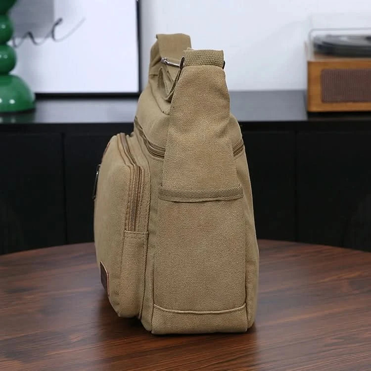 Men's Multi Pocket Casual Shoulder Bag - Adjustable Shoulder Strap, Zipper Closure, Ideal for Daily Commuting - M & M Global
