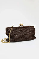 New Handwoven Raffia Shoulder Bag, Women's Staw Crossbody Bag Vacation Clip Bag Clutchs, Summer Luxury Design Baguette Bag - M & M Global